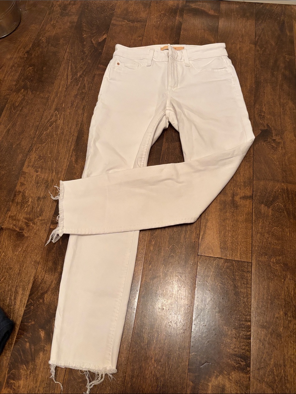 Joe's Jeans Women's Off-White Frayed-Hem Skinny Jeans
